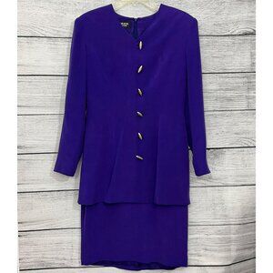 Patrick Collection Vintage Purple Dress Suit With Unique Buttons, Size 4
